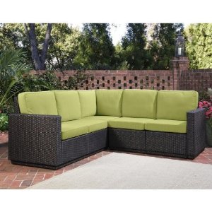 Green Outdoor Wicker Sectional