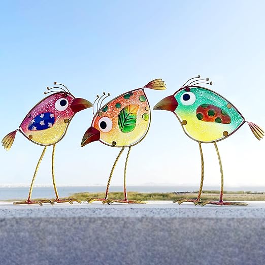 Glass bird garden art